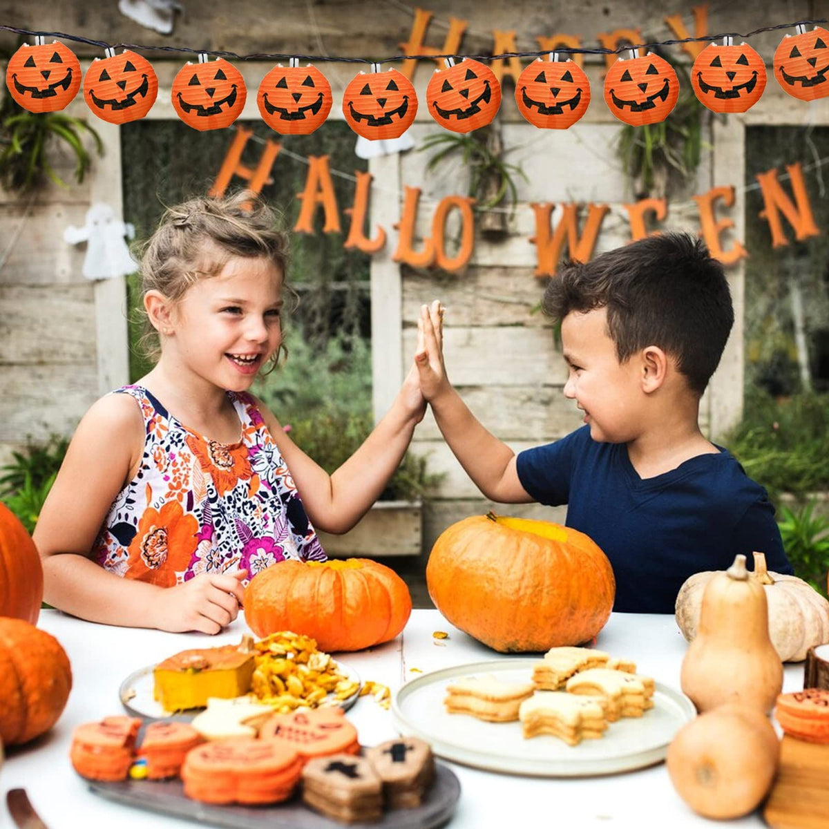 Fall and Halloween Decorations 1.5 meters with 10 lights Halloween String Lights with Lantern Plug in Outdoor Used for Window