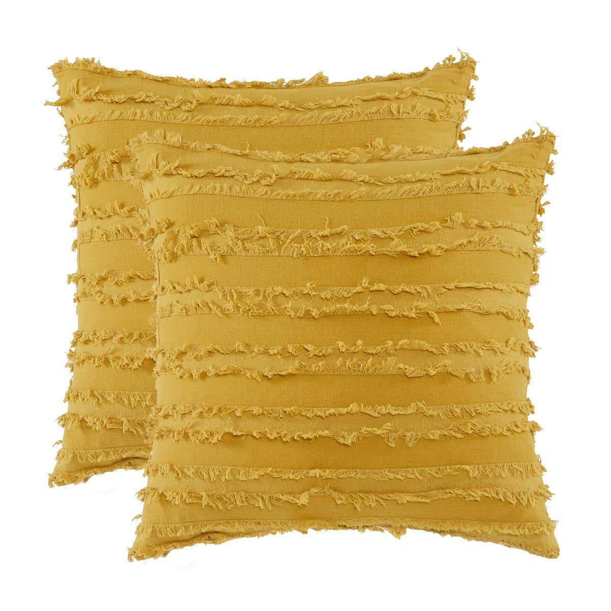 Decor Throw Couch Pillow Covers,Sofa Cotton 18 x 18 Pillows Cases Mustard,Square Cushion Yellow Pillow Covers