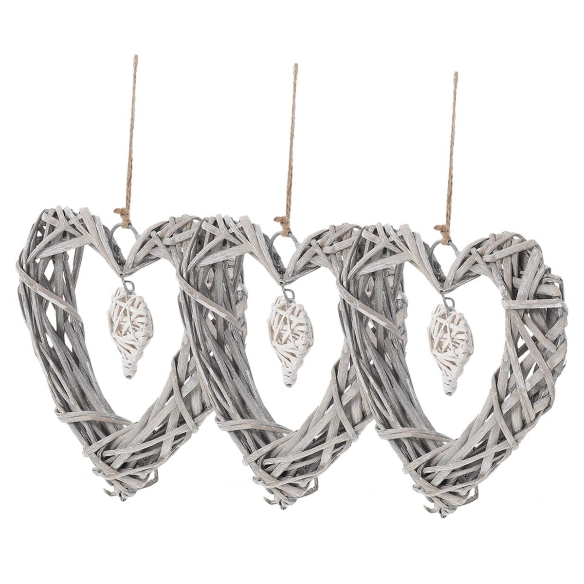 3pcs Heart Craft Hanging Wicker Heart Shaped Wreath Rustic Style Wicker Heart Wreath Christmas Garland Grapes Wicker Hanging