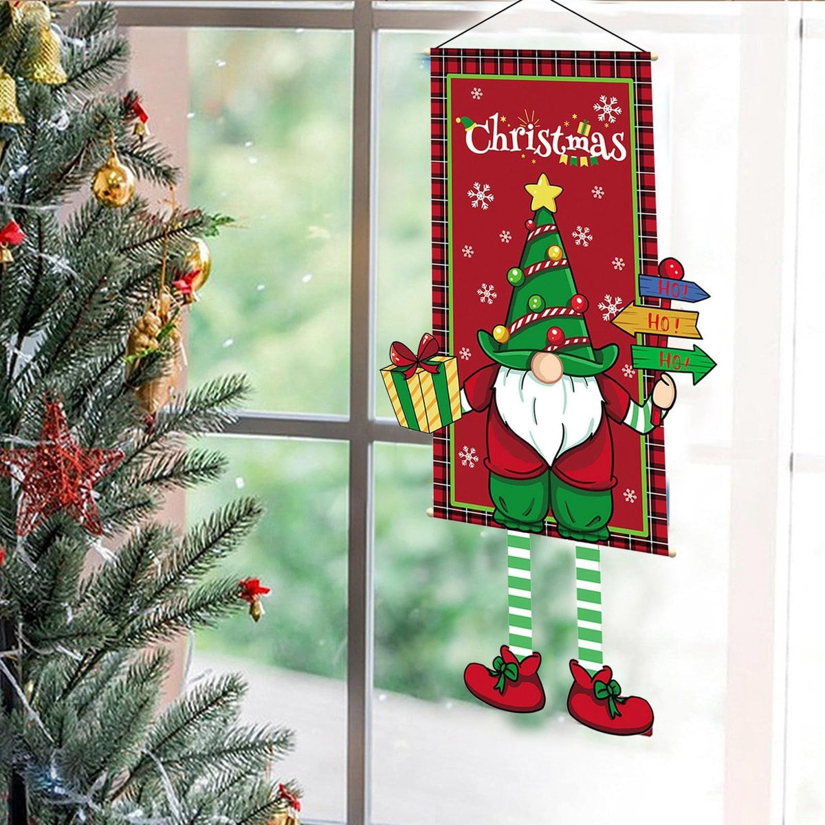 Merry Christmas Porch Sign, Santa Claus Porch Sign Door Banner for Winter Xmas Christmas Holiday New Year Party Supplies