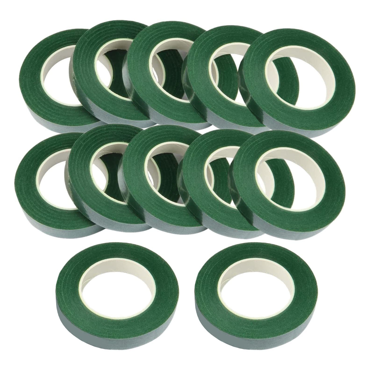 12 Rolls 0.43 Inch 22 Yard Green Floral Tape for Bouquet Stem Wrapping - Adhesive, Waterproof and Flexible (Dark Green)