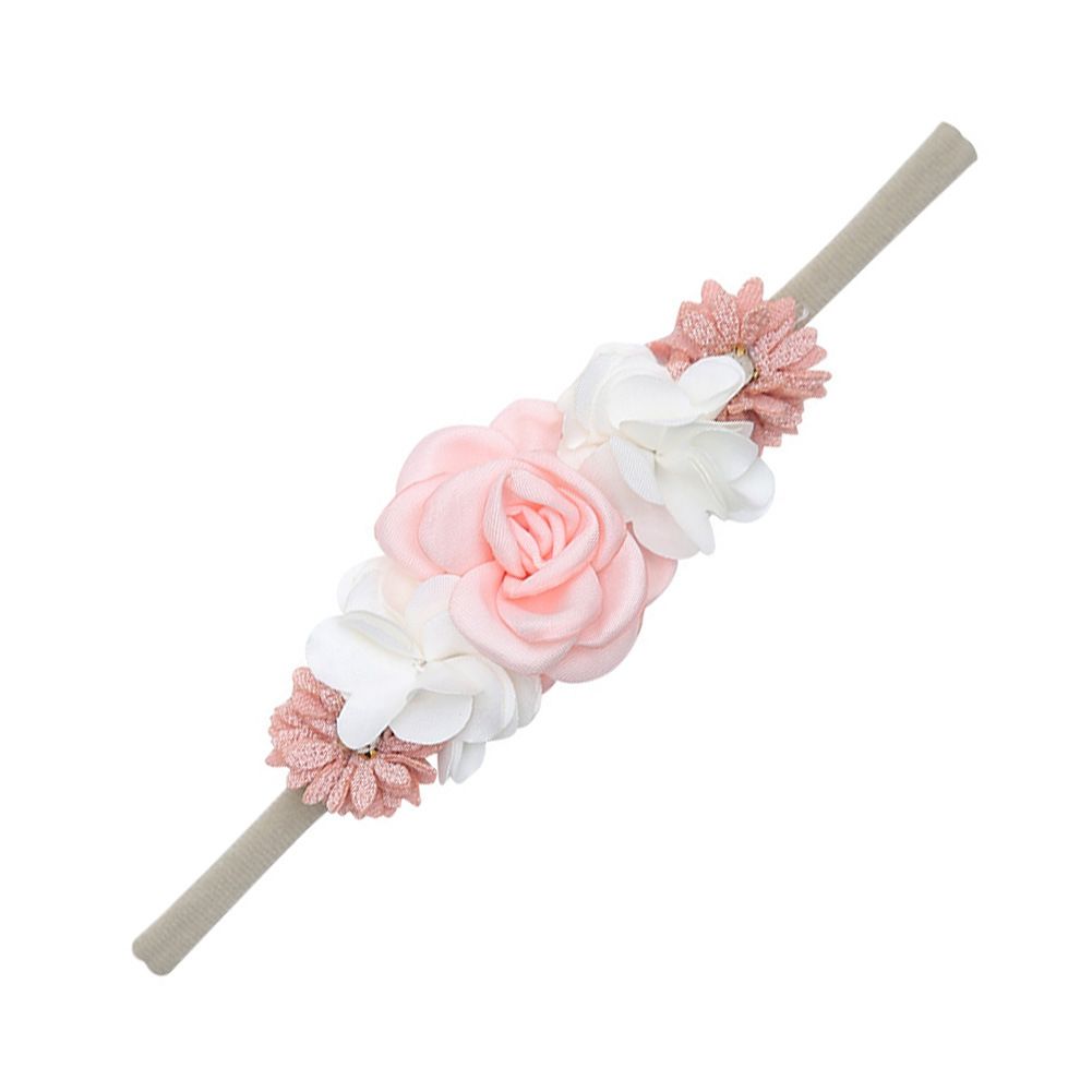 5 Pack White Pink Delicate Rose Flower Nylon Headbands Floral Hair Bows Daisy Flowers Headband Elastic Hair Bands Easter