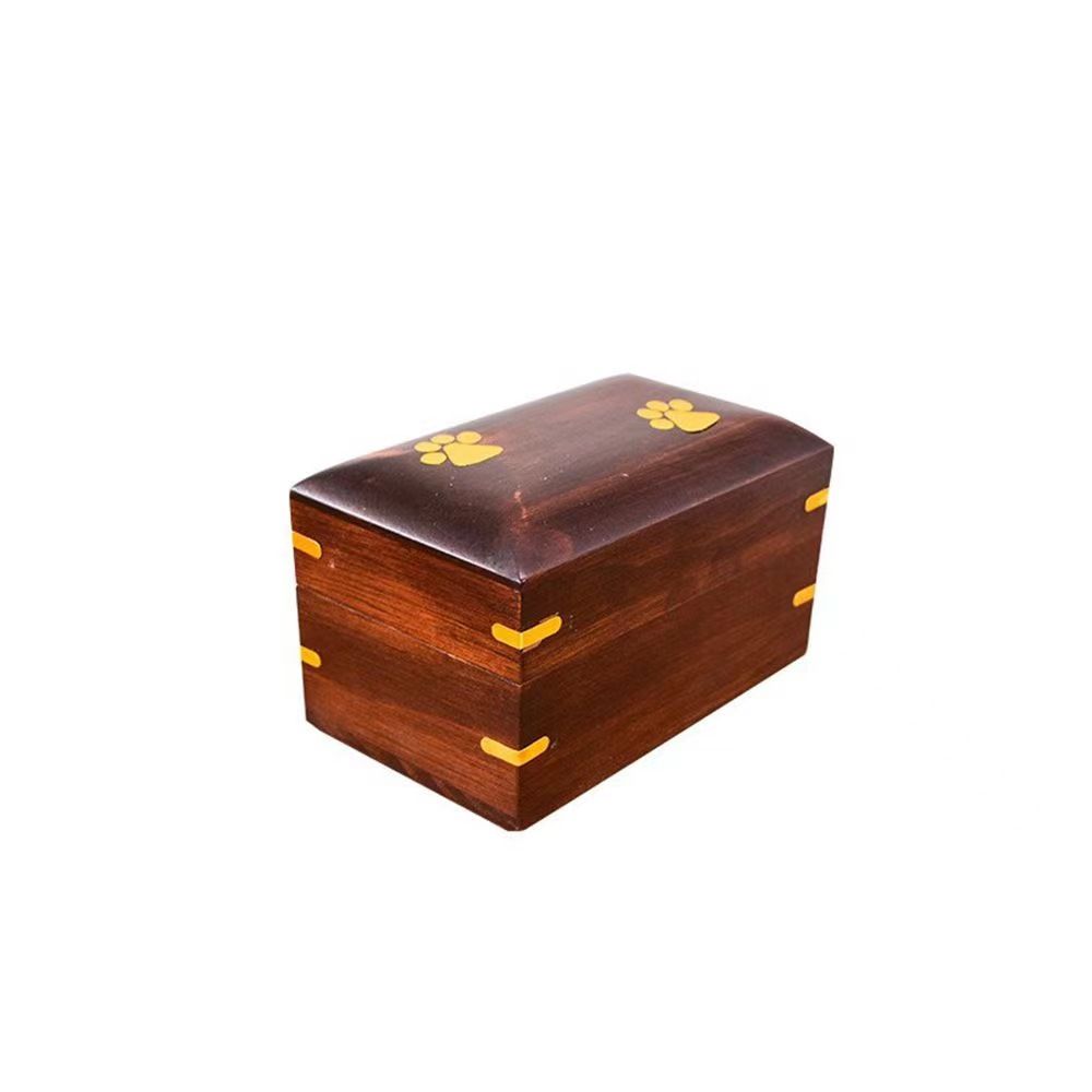 Beautiful Wooden Pet Urn with Brass Paw Design- Rosewood Pet Cremation Urn - Perfect Memorial Pet for Dog and Cat Ashes
