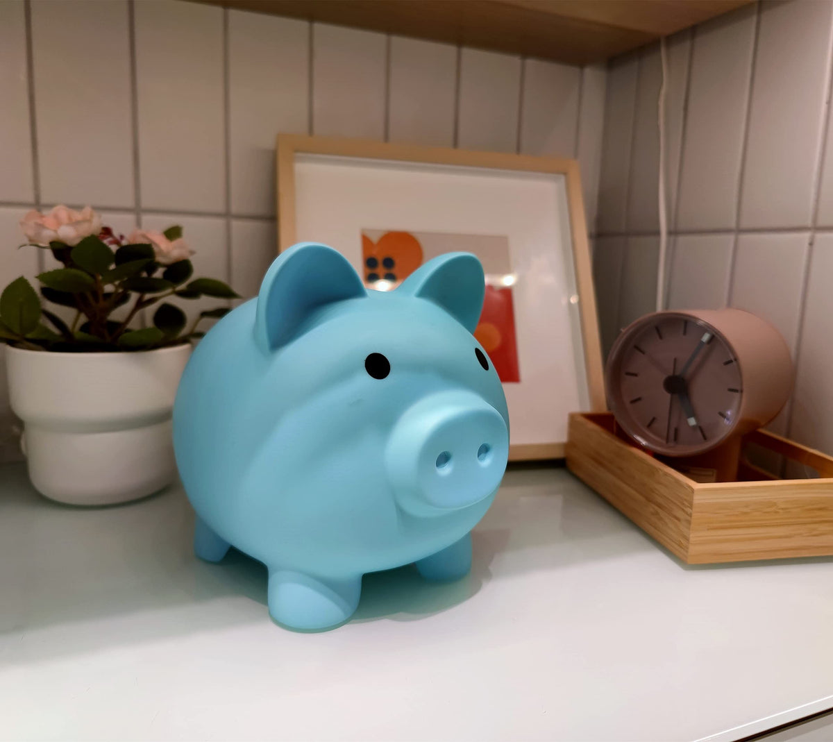Large Version Pig Money Bank Coin Bank for Boys and Girls My First Unbreakable Money Bank Large Size Decoration Savings (Blue)