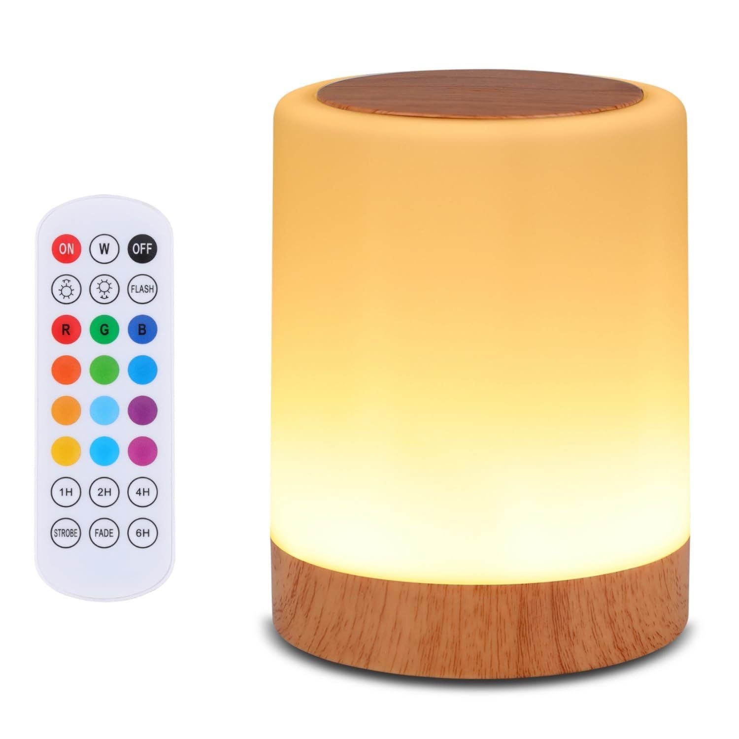 Touch Bedside Table Lamp, USB Rechargeable Desk Lamp, Remote Control Dimmable Night Light with RGB Color Changing