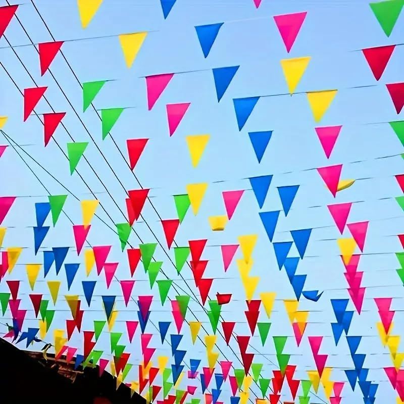 Flags Colorful Pennant Banner Flags Multicolor Bunting String Triangle Flags, Garland for Grand Opening Carnival
