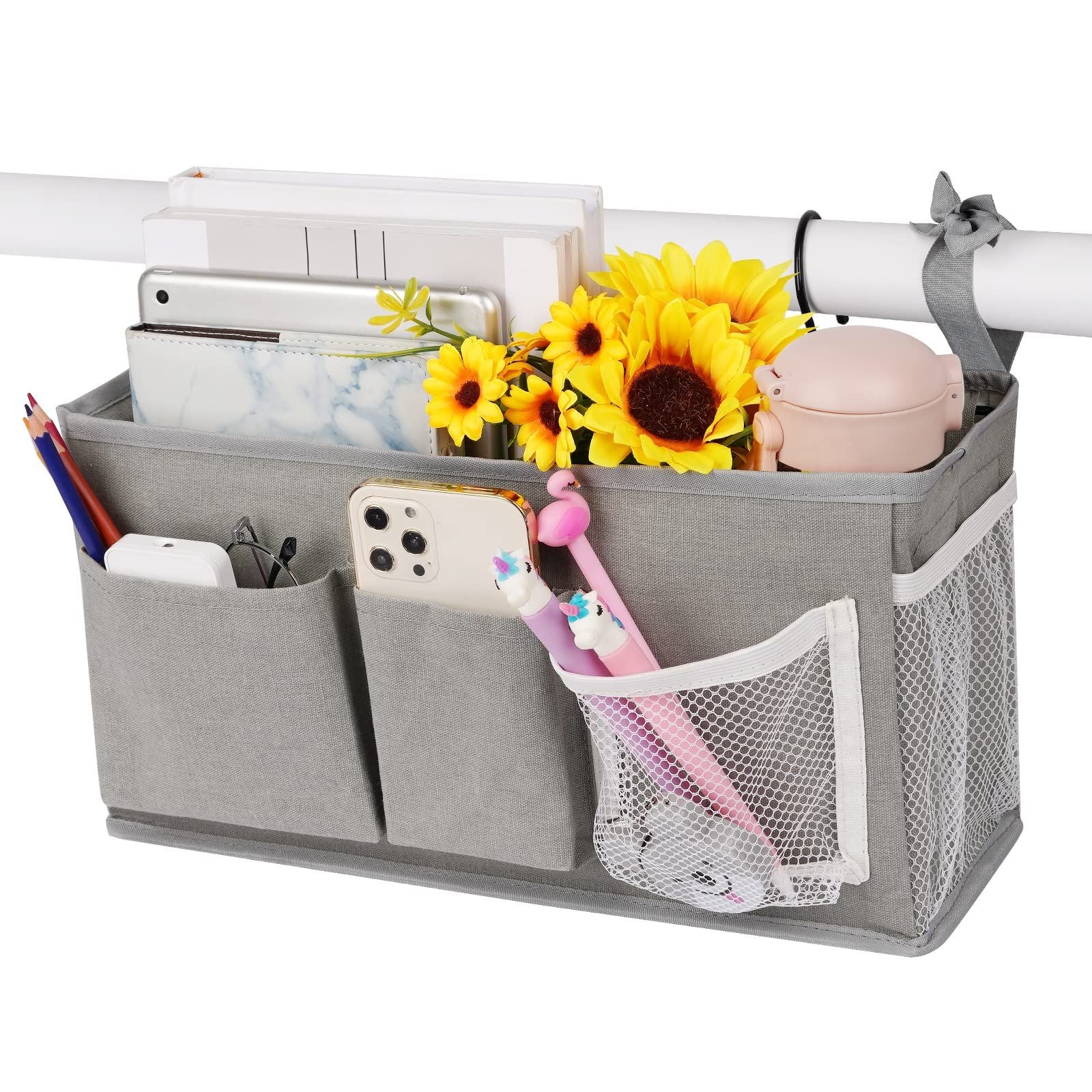 Bedside Caddy/Bedside Storage Bag Hanging Organizer for Bunk and Hospital Beds,Dorm Rooms Bed Rails,Can be Placed Glasses