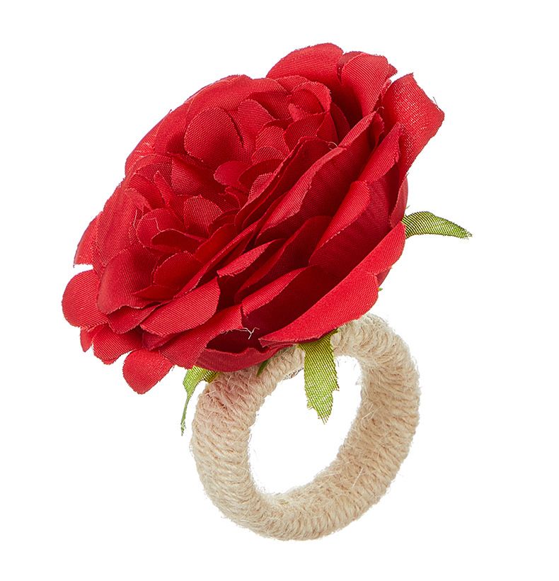Set of 2 Valentine's Rose Napkin Rings Red Rose Napkin Rings Red Handicraft Flower Napkin Rings Pink Flower Napkin Holder Wedding