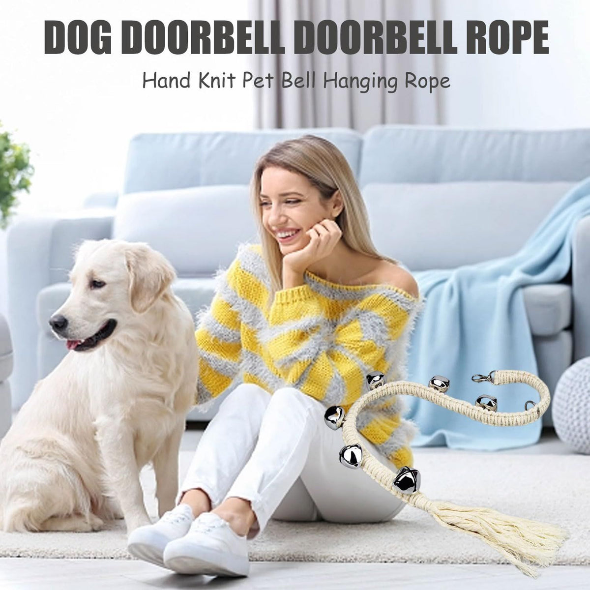 Door Bell for Dog Dog Training Tools Hanging Doorbell for Toilet Training Adjustable Dog Doorbell Pet Products 6 Extra Large