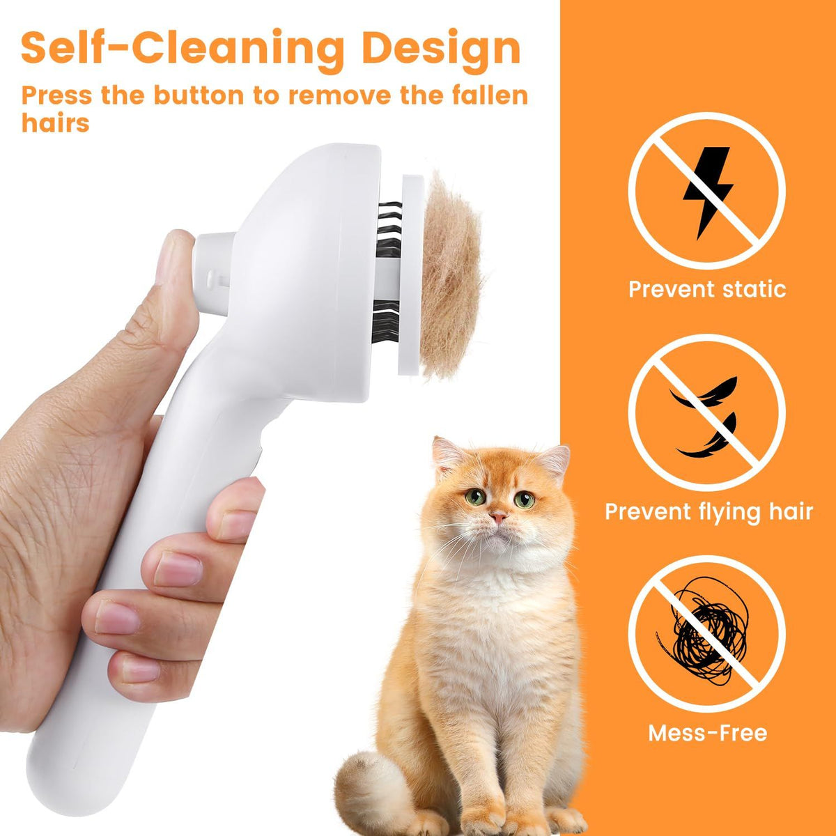 Cat Steam Brush for Shedding, Steamy Cat Brush for Long & Short Haired Cats & Dogs, Spray Cat Brush for Pet Grooming