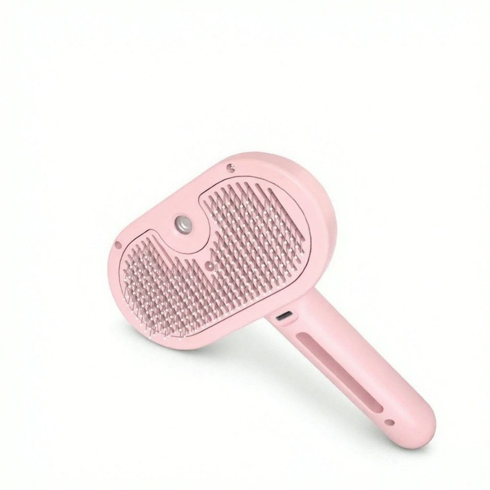 Cat Steam Brush Cat Hair Brush for Shedding Cat Grooming Steamy Brush with Release Button Pet Brush Steamy for indoor (Pink)