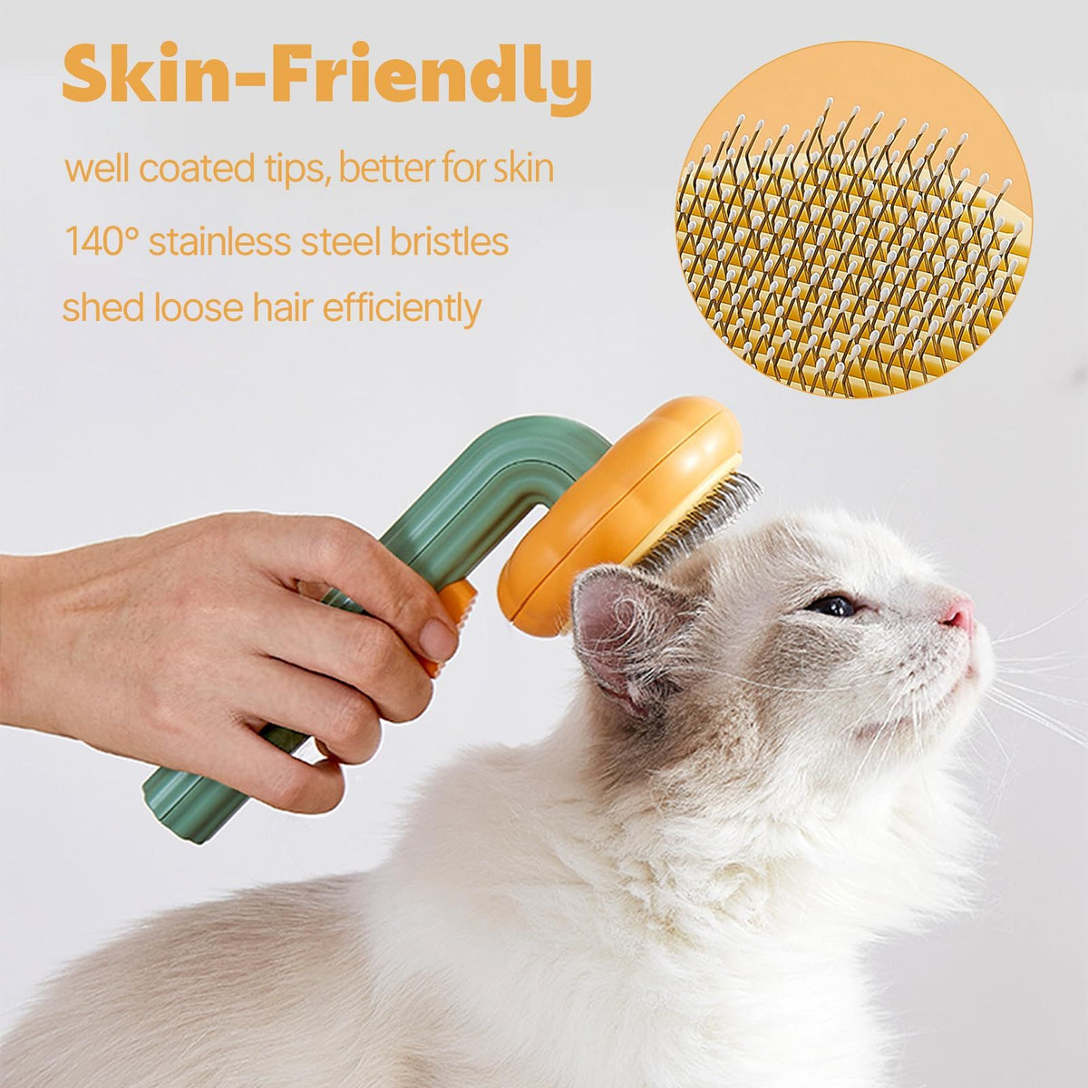 Pumpkin Cat Dog Brush, Self Cleaning Cat Brush, Cat Hair Brush for Shedding, Pet Grooming Brush for Short and Long Haired