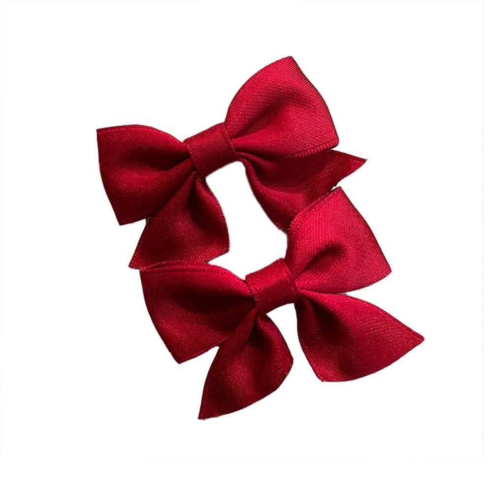 Bow Hair Clips for Women Girls Burgundy Hair Bows for Girls Bow Hair Barrettes for Kids Daughter Christmas Parties Holiday-4pcs