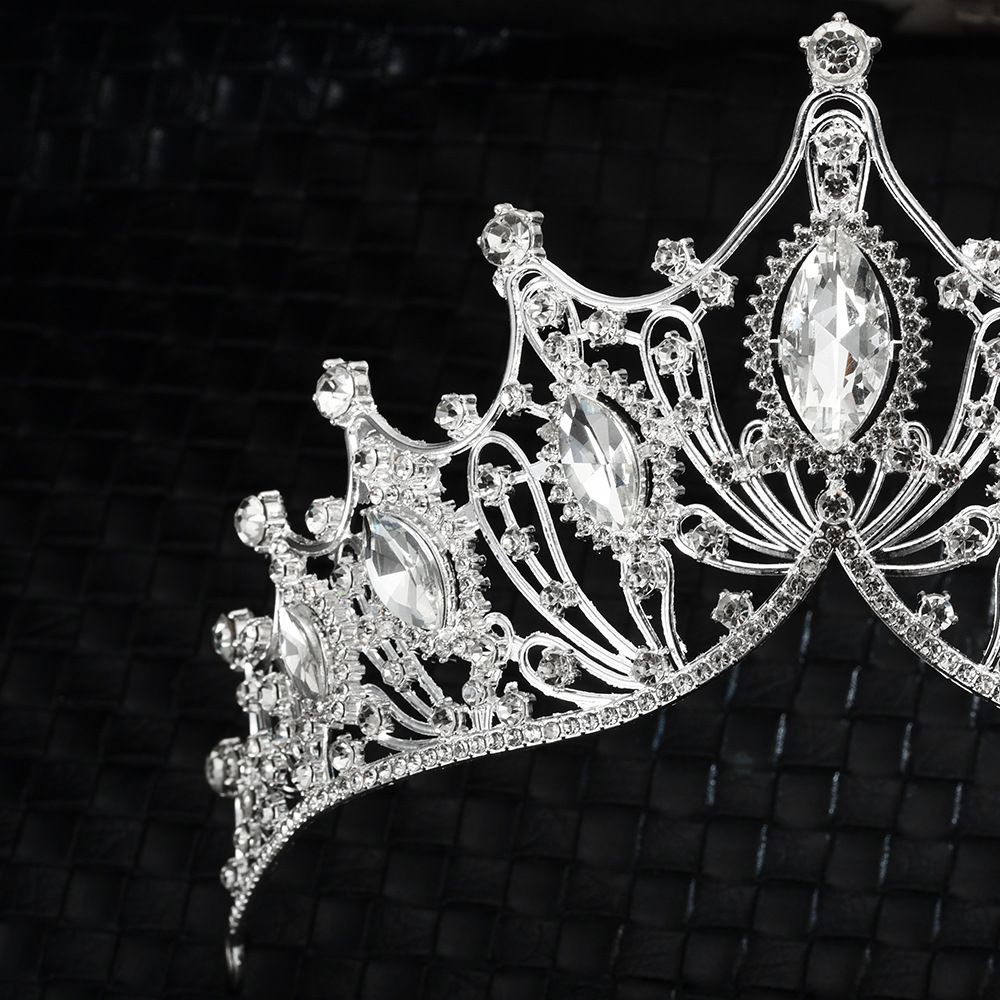 Baroque Queen Crown, Sliver Wedding Crown and Tiara for Bride Handmade Princess Crystal Rhinestone Headband Tiaras for Women