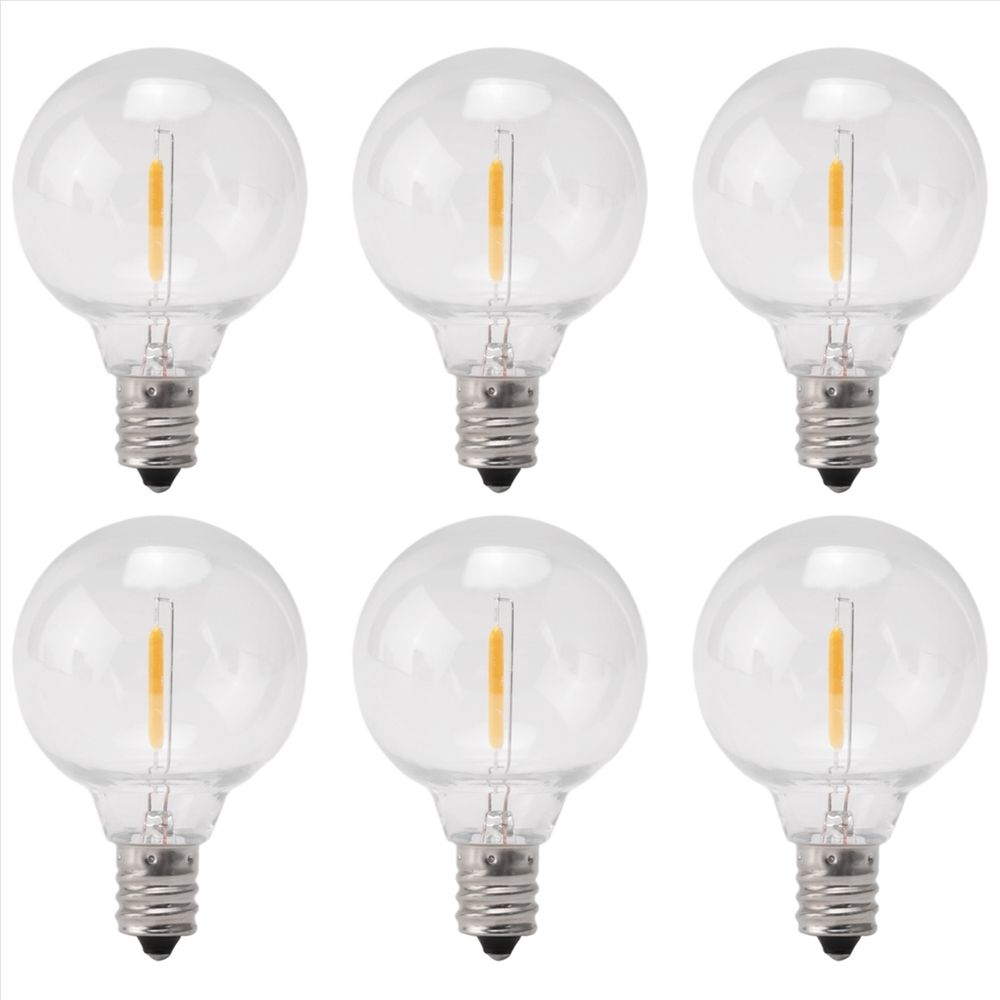 6Pcs G40 Led Replacement Light Bulbs, E12 Screw Base Shatterproof LED Globe Bulbs for Solar String Lights Warm White