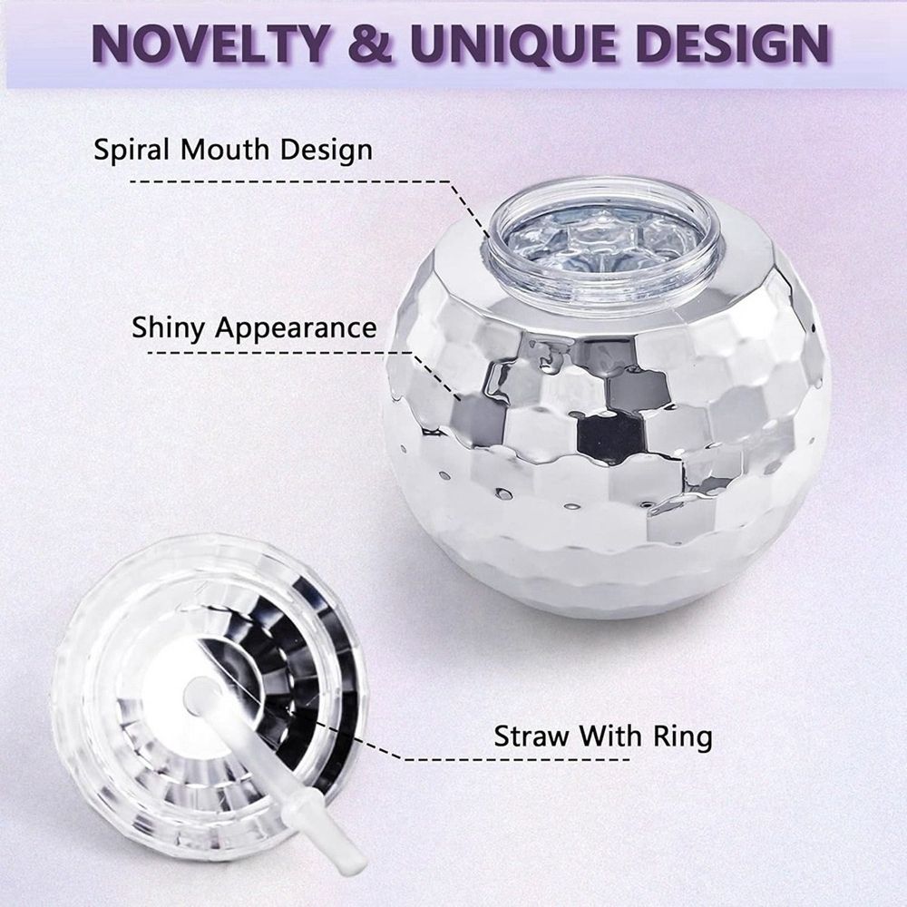 9 PCS Disco Ball Cups, 20 OZ Disco Cups with Straws and Lid, Reusable Flash Ball Tumbler Cocktail Cup for Partys Bar