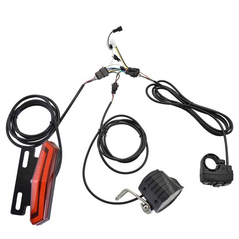 E-Bike Front Brake Rear Light Set 24/36/48V Bike Rack Lamp with Horn Headlight Switch Electric Bike Tail Light