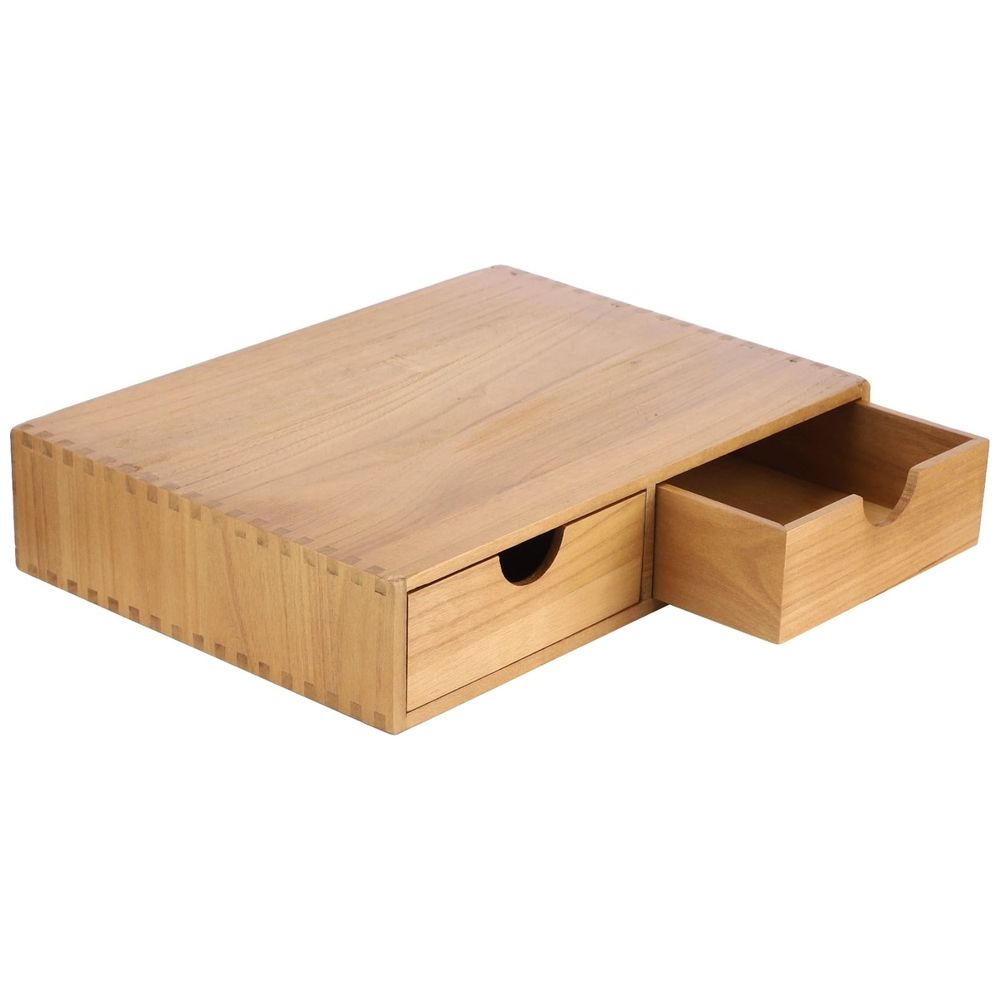 Wooden Coffee Pod Storage Box with 2 Drawers, Wood Coffee Pods and Tea Organizer Holder, Pod Drawer Coffee Maker Machine Stand for Countertop, Home Office Coffee Bar