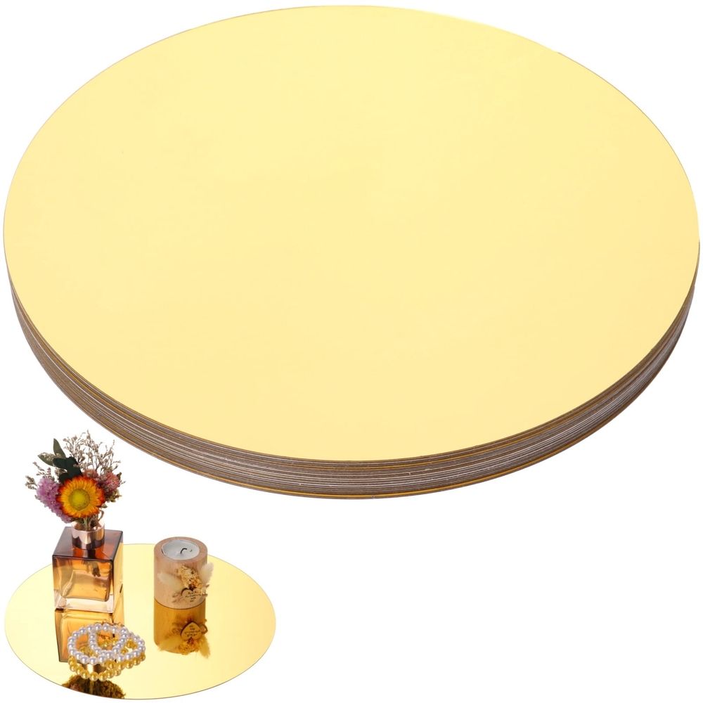 24PCS Gold Round Acrylic Mirror Trays, 9.8" Decorative Circles, Elegant Table Centerpieces, Candle Plates & Mirror Trays, Ideal for Wedding, Birthday & Party Table Decor