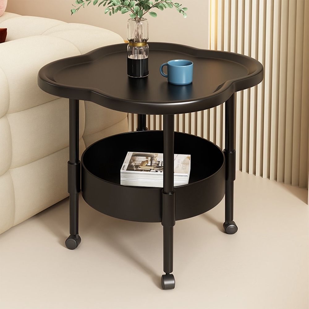 2 Tiers Freestanding Side Table, Mini Beside Table with Open Storage Shelf, Modern Plastic End Table Easy to Assemble for Living Room Bedroom Office(Black)