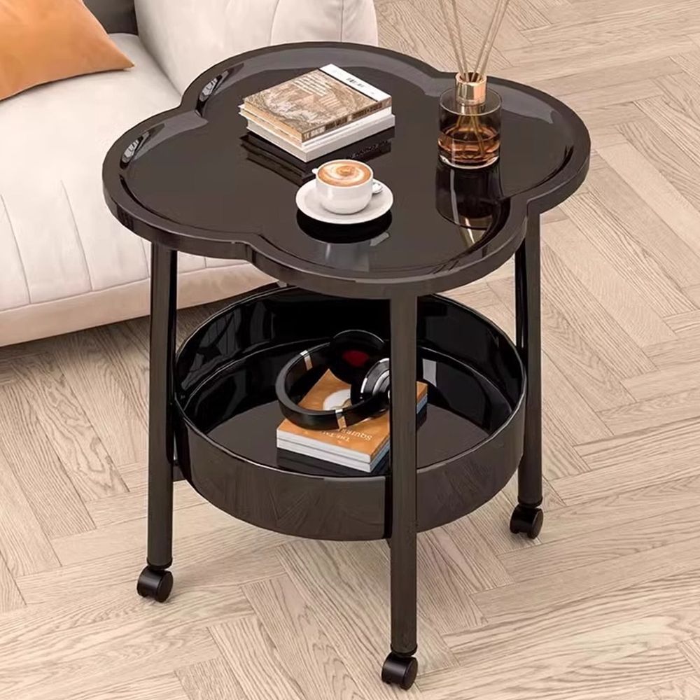 2 Tiers Freestanding Side Table, Mini Beside Table with Open Storage Shelf, Modern Plastic End Table Easy to Assemble for Living Room Bedroom Office(Black)
