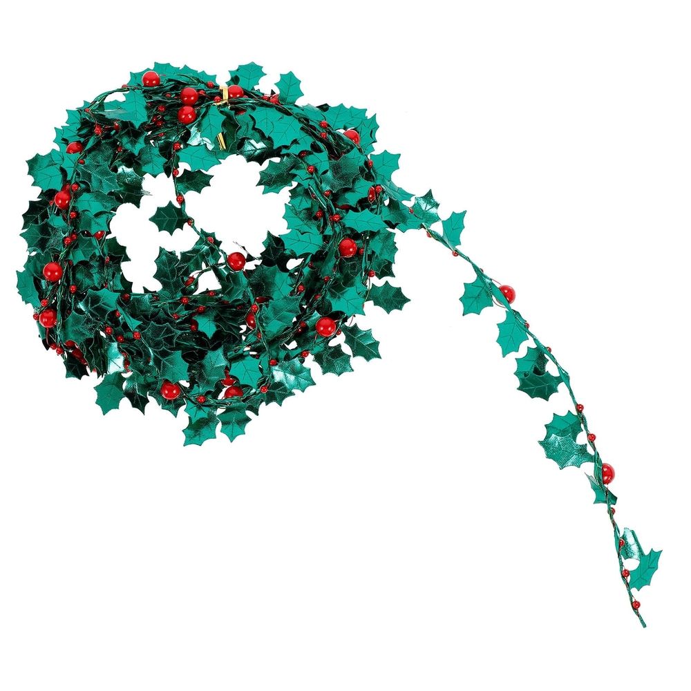 Christmas Tinsel Garland for Holiday Decoration, Craft Green Iron Wire, 1 Roll 197 x 1.4 x 0.3 Inches