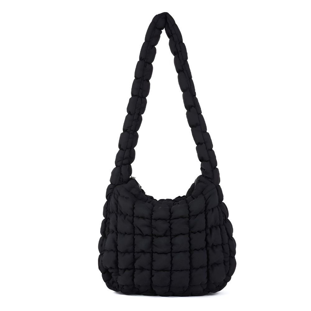 Puffer Quilted Shoulder Bag for Women Puffy Bubble Tote Bag Lightweight Nylon Handbag Padded Soft Purse Puffer Tote Bag for Women