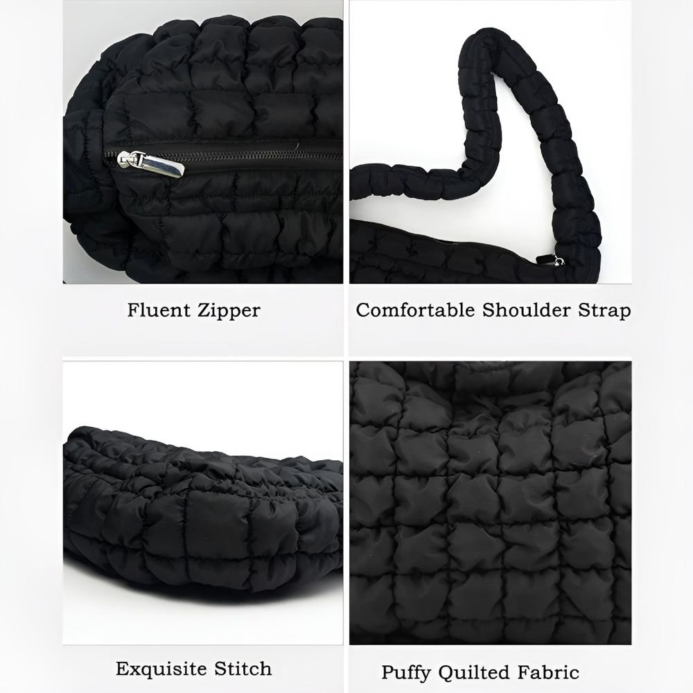 Puffer Quilted Shoulder Bag for Women Puffy Bubble Tote Bag Lightweight Nylon Handbag Padded Soft Purse Puffer Tote Bag for Women