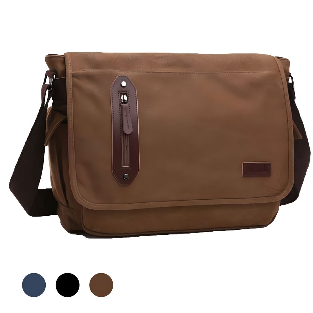 Canvas Messenger Bag for Men Women 15 Inch Laptop Bag for Work Casual Satchel Bags Crossbody Shoulder Bag