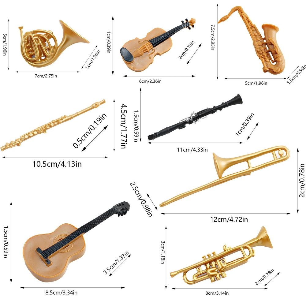 Simulated Mini Trombone Clarinet Flute Trumpet Saxophone Violin Guitar Instrument Set Model Ornament Holiday Gifts Holiday Pendants Christmas home decor christmas clearance indoor