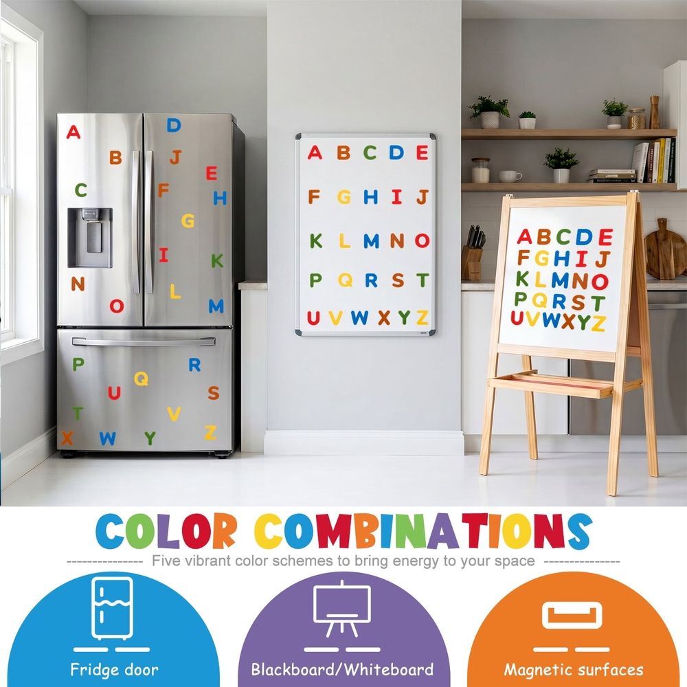 26 Pcs Wooden Fridge Magnets Set, Flexible Magnetic Letter Decor Stickers, Waterproof And Simple Wiping For Easy Storage, for Toddlers