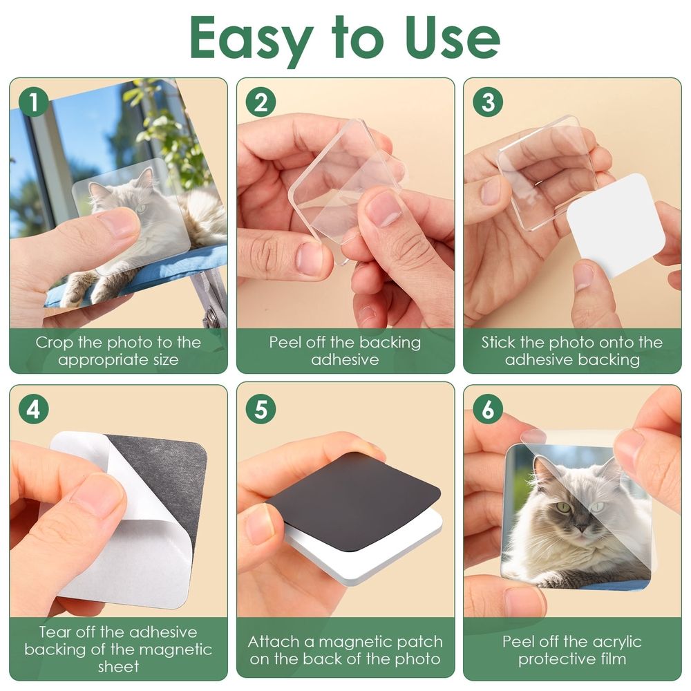 25Pcs DIY Fridge Magnet Kit, Adhesive Backing Design, Thickened and High Transparency, for Photo Craft Office Classroom Kitchen 2 Inches