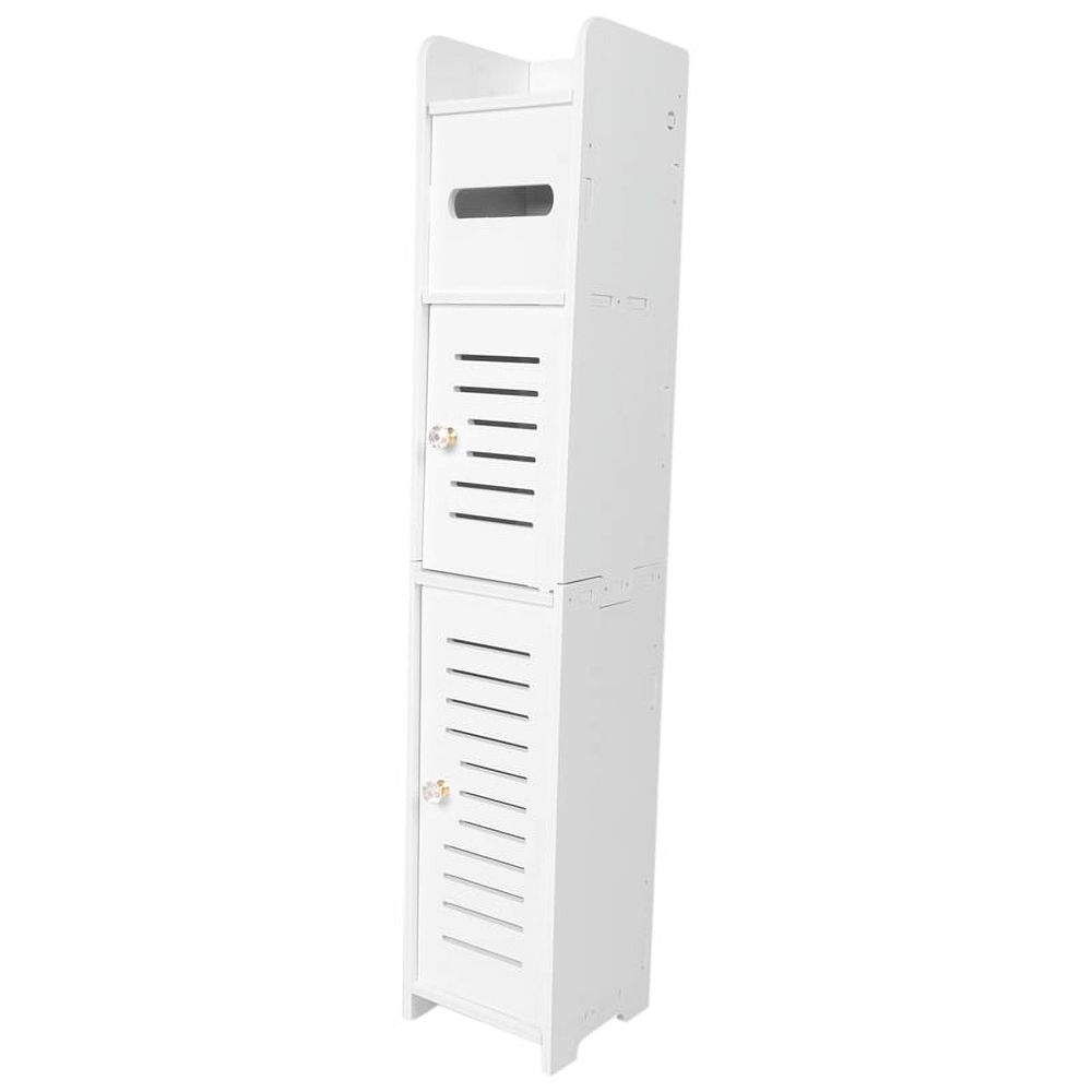 Storage Cabinet for Small Spaces, Over the Toilet Cabinet for Skinny Bathroom Storage Corner Floor (White)