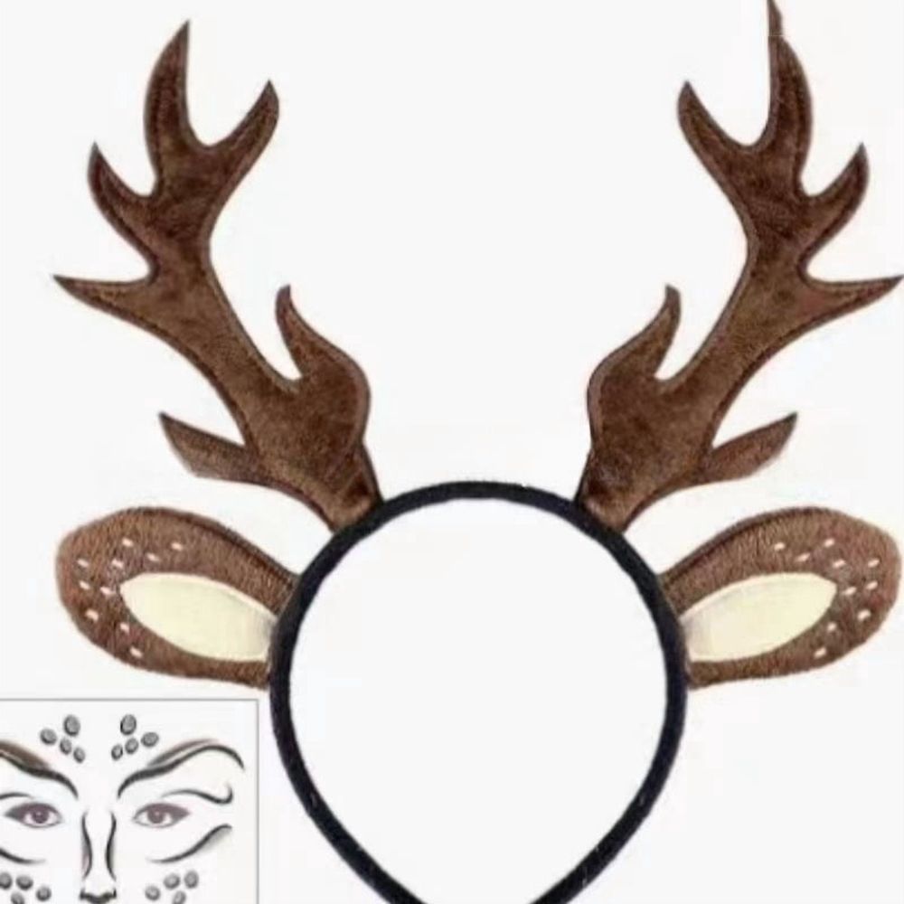 Brown Felt Reindeer Antler Headband Festive Holiday Hair Accessory For Party Outfit Photo Booth Christmas Party Decor