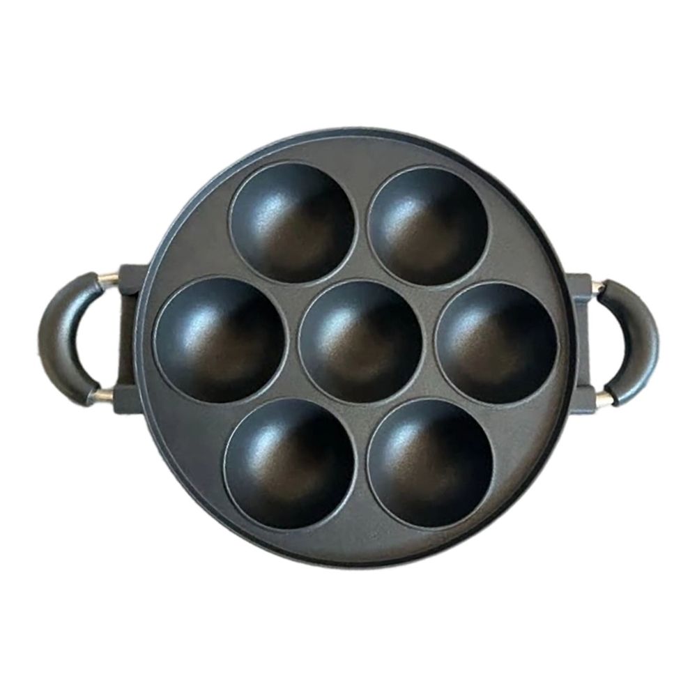 Round 7 Cavity Nonstick Frying Pan Dual Handle Skillet For Mini Pancakes Fried Eggs Home Stovetop Breakfast Cooking