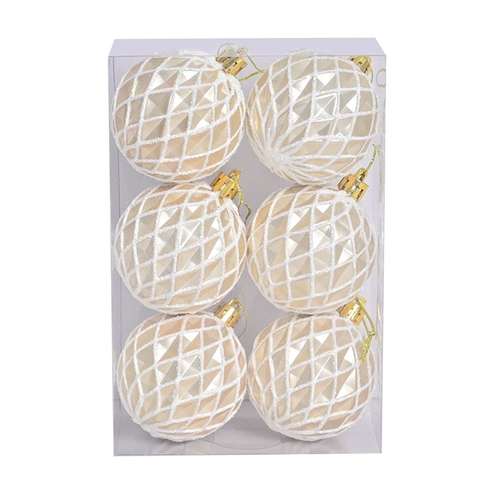 Large Shatterproof Christmas Ball Ornaments 6PCS, Glitter Diamond Xmas Tree Decor For Holiday Wedding Party