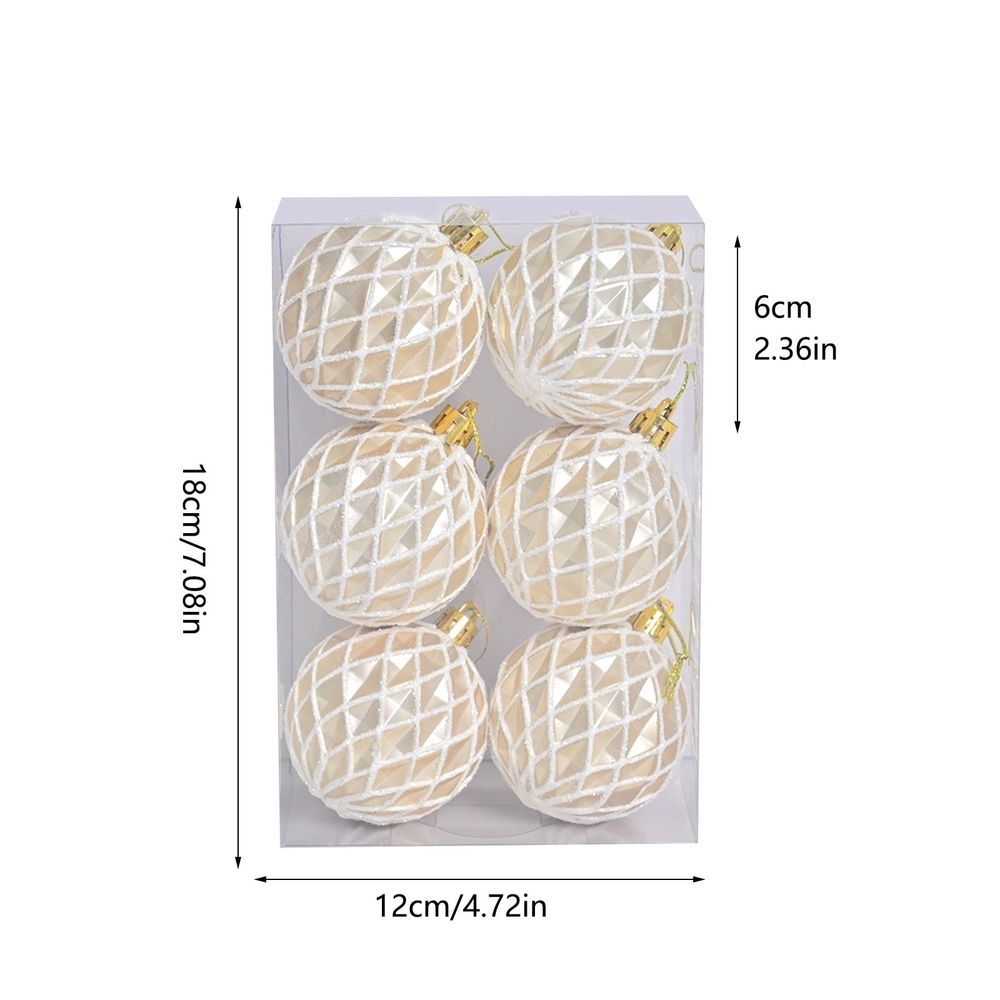 Large Shatterproof Christmas Ball Ornaments 6PCS, Glitter Diamond Xmas Tree Decor For Holiday Wedding Party