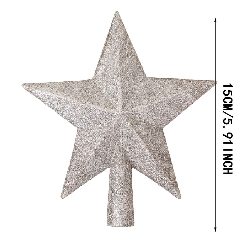 Glitter Christmas Tree Star Topper 8 Inch, Silvery Blue Hollowed Out Tree Top Star, Sparkling Holiday Home Decoration