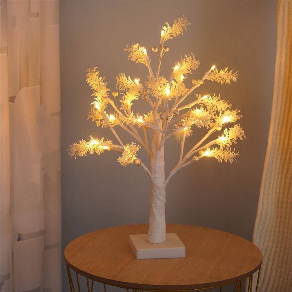 Lighted Birch Tree 18 Inch, LED Fairy Light Tabletop Tree, USB And Battery Powered With Timer For Christmas Wedding Office Decor