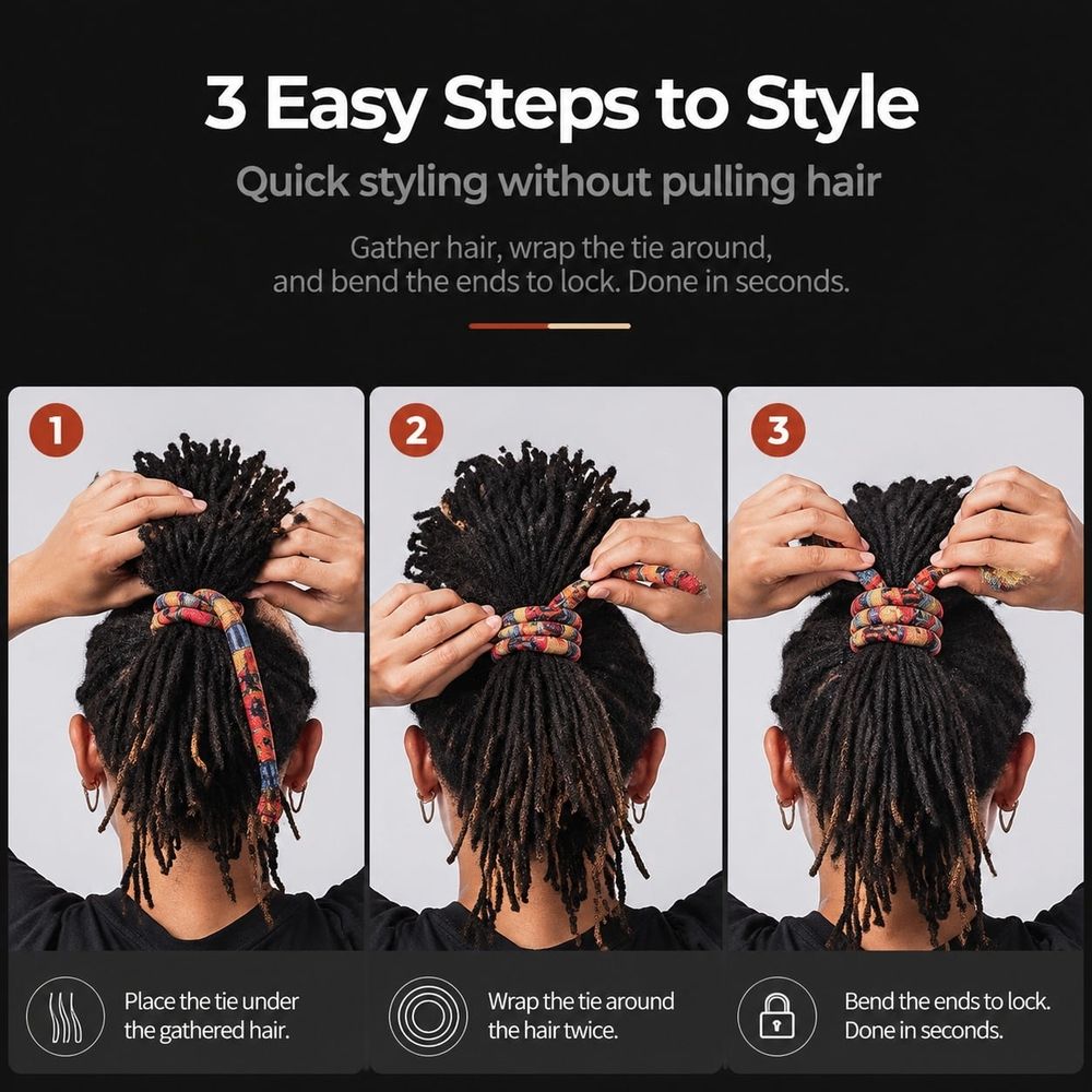 2 Pcs Spiral Lock Hair Tie Accessory, 2 Colors Bendable Hair Tie with 1 Storage Bag for Holding Hair and Locs Beautifully and Elegantly