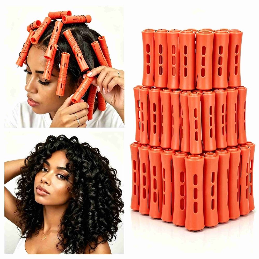 40Pcs Perm Rods for Natural Hair Cold Wave Rods Hair Rollers for Women Hair Roller Curler Perm Rods for Long Medium Short Hair Plastic Cold Wave Rods Hairdressing Styling Tool, Red