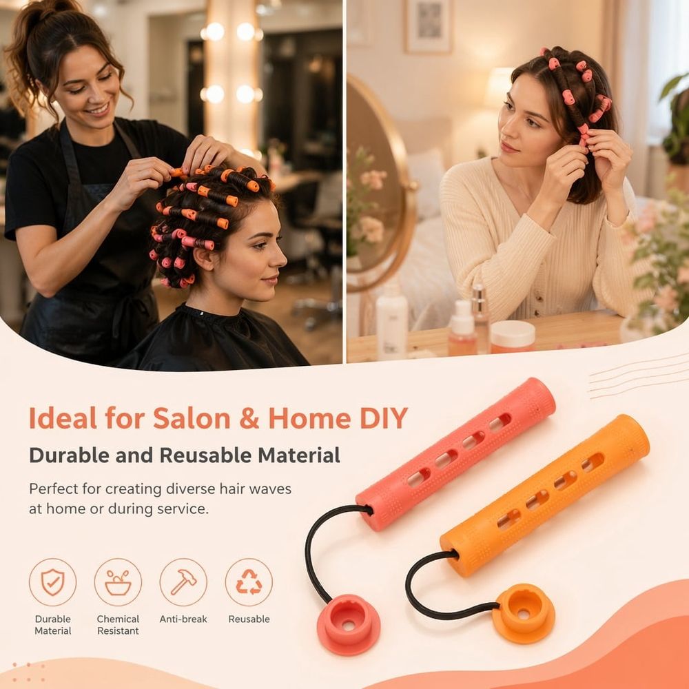 40Pcs Perm Rods for Natural Hair Cold Wave Rods Hair Rollers for Women Hair Roller Curler Perm Rods for Long Medium Short Hair Plastic Cold Wave Rods Hairdressing Styling Tool, Red