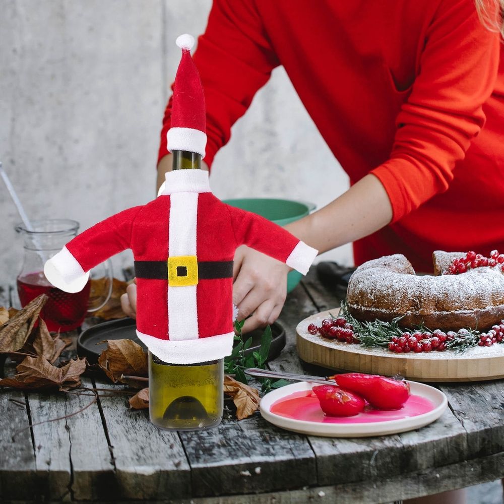 Adorable Red Santa Bottle Decors for Christmas Protection Use 2Pcs