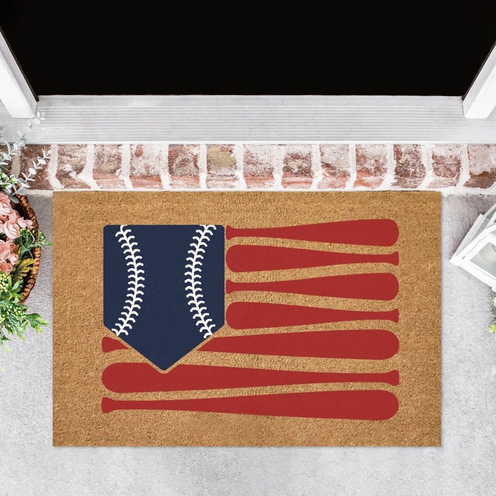 1X Baseball Mat Sport Rug Pc Indoor Outdoor Front Porch Rugs Bedroom Entrance Patio Decoration Carpet