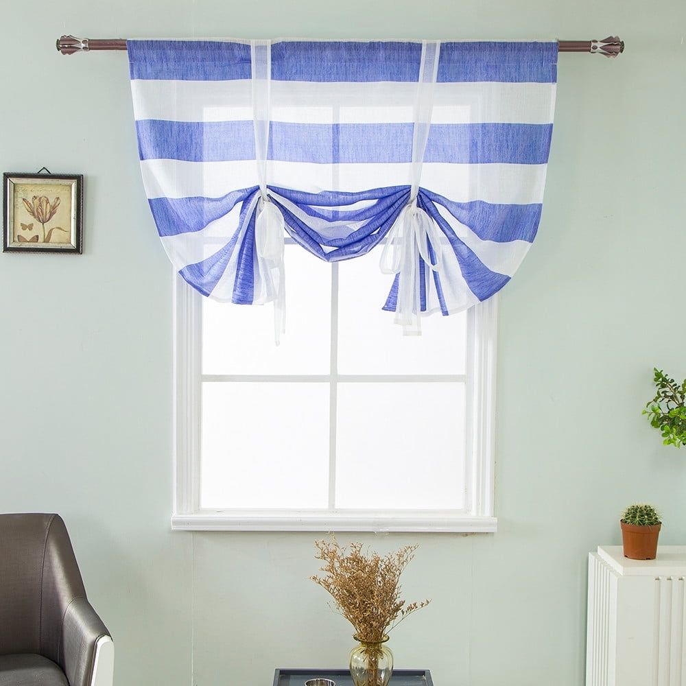 1 Roman Blind Beauty Roman Curtain Short Sheer Tie Up Window Balloon Shade Sheer Voile