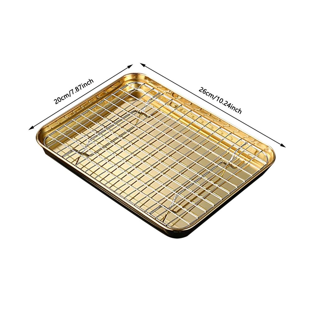 Baking trays & trays ,1 Set Stainless Stel Bakeware Rectangular Tray Food Storage Tray App Etizer Plates Flat Bottom Baking Pan Cool Ing Rack Baking Dish Drying Rack Kitchen Su