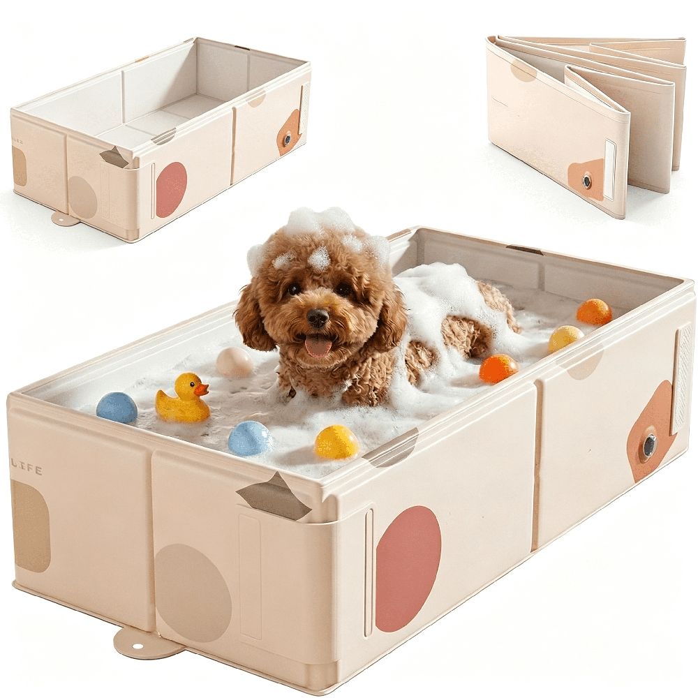 Collapsible Pet Bathtub with Side Drain Plug,Easy Hanging,Foldable Portable Tub for Dogs Bath,Non-Slip Rigid Waterproof Dog Bath Tub for Home,For Small Dogs,Medium Dogs&Cats.