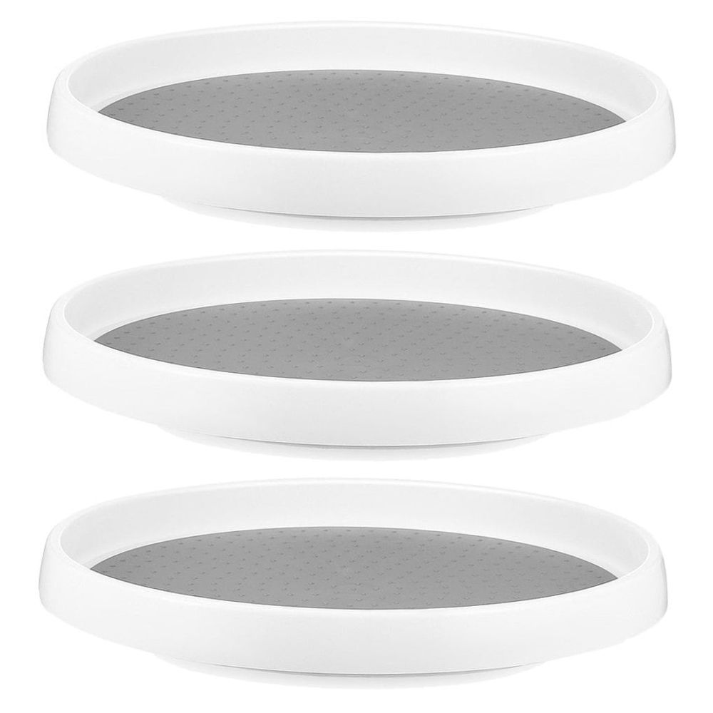 White Rotating Spice Rack Kitchen Organizer with Non- Base, Large Capacity 30cm Plastic Turntable