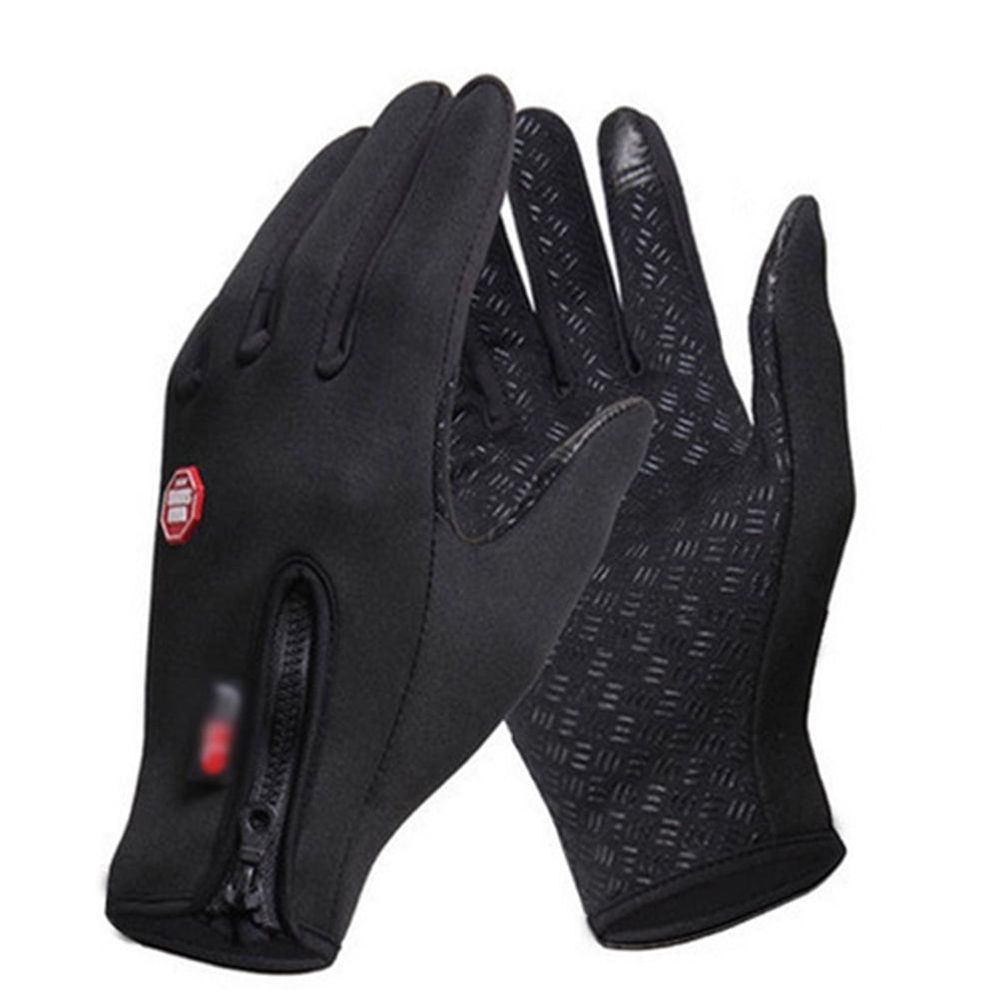 Black Touchscreen Gloves with Warm Fleece Lining and Non- Grip for Winter Outdoor Use