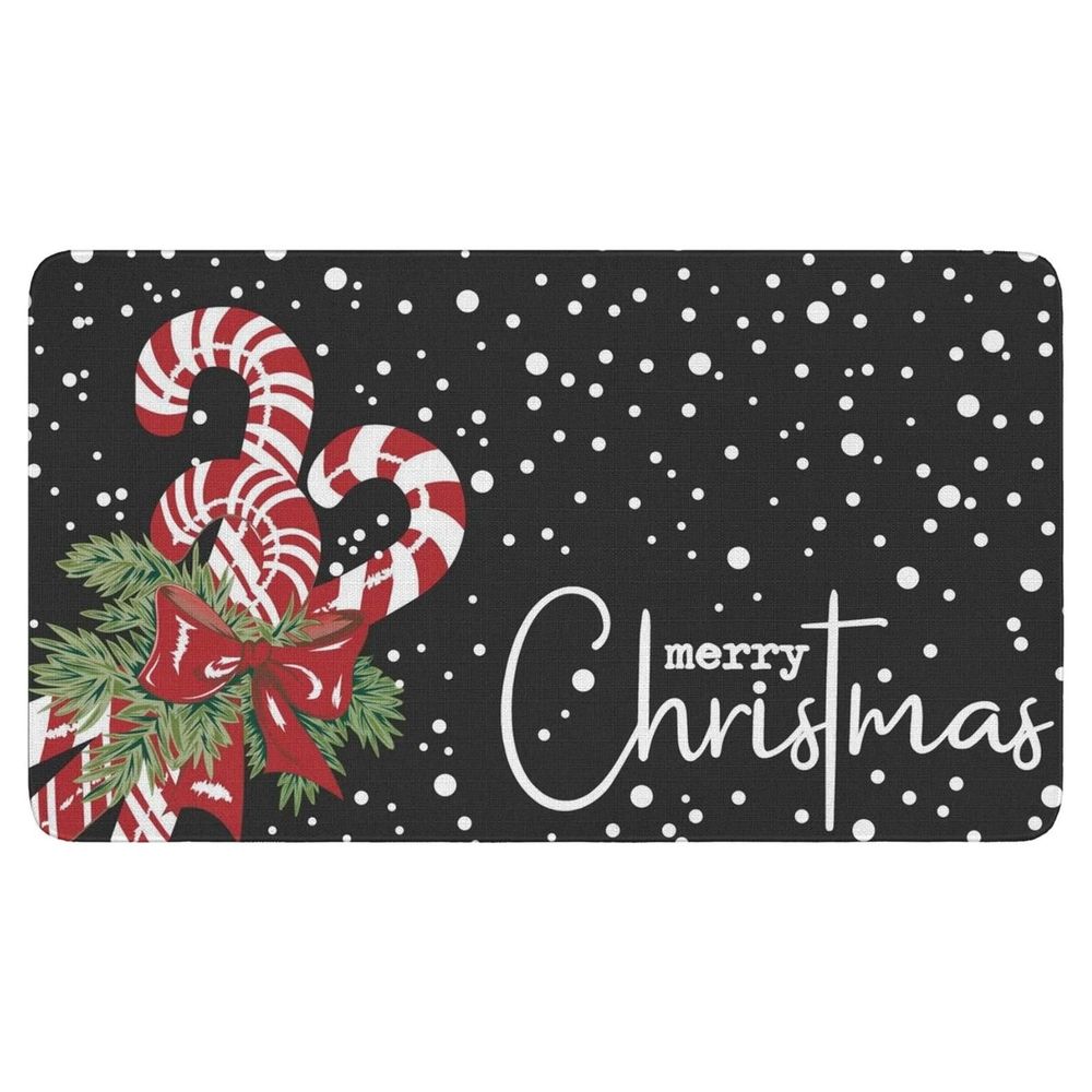 Merry Christmas Door Mat Christmas Candy Cane Doormat Indoor Outdoor Entrance Floor Rug Non Slip Winter Christmas Decor Rubber Welcome Mats
